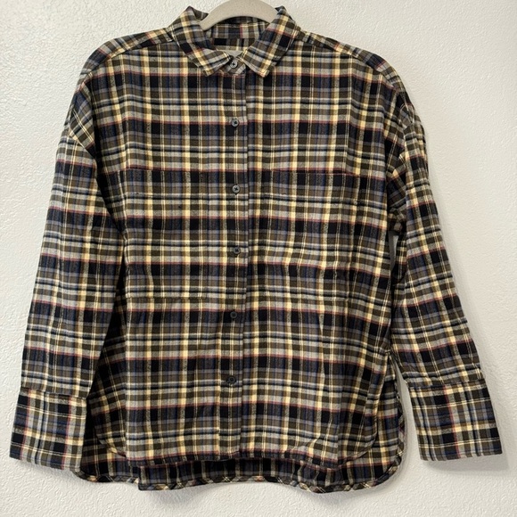 Everlane Boxy Plaid Flannel Shirt Brown Women's Size XS Button Up oversized - Picture 2 of 10